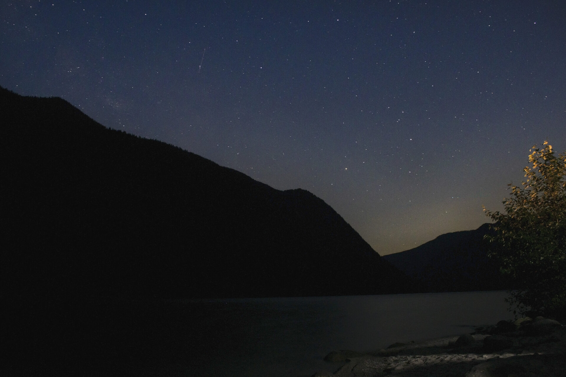 Night sky over Chehalis Lake, July 10, 2021